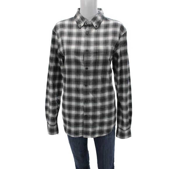 Club Monaco Tops - Club Monaco Mens Black Collared Long Sleeve Button-Down Cotton Shirt Size M